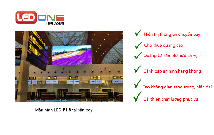 Màn hình LED P1.8 tại sân bay