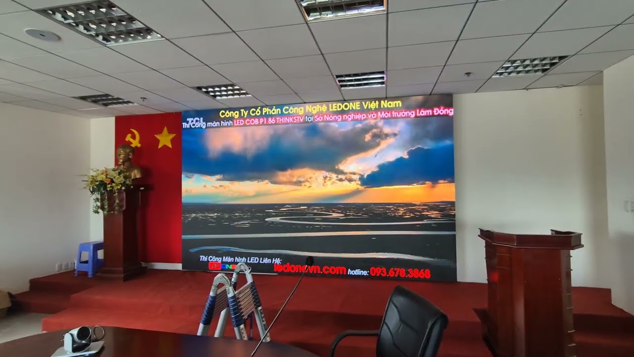 Lắp đặt màn hình LED P2 trong nhà tại Sở Nông Nghiệp Lâm Đồng - Dự án do LEDONE Miền Nam thi công trọn gói