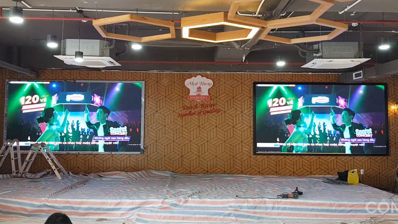 Thi công màn hình LED P1.66 tại nhà hàng Nhất Hương, Hà Nội