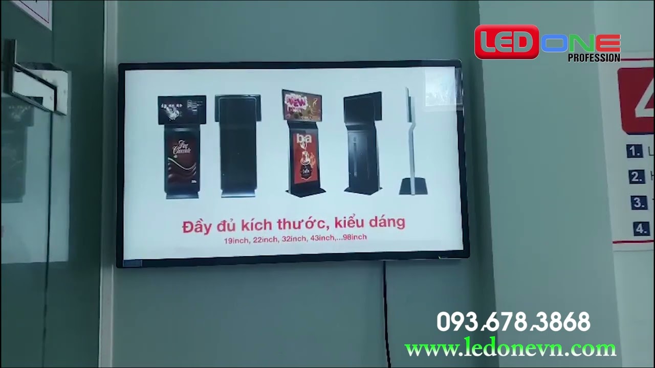 Ledone Miền Nam thi công lắp đặt 3 màn hình quảng cáo LCD treo tường 43 inch cho Cty TNHH Công Nghệ Môi Trường M&A