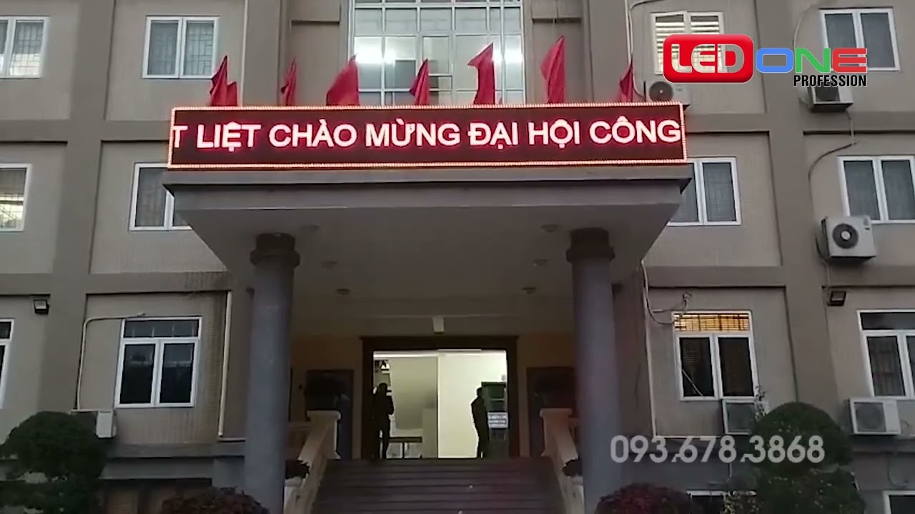 Thầu thi công màn hình LED P5 out tại Công An Huyện Sóc Sơn - LEDONE Miền Nam lắp đặt màn hình tuyên truyền chạy Thông tin